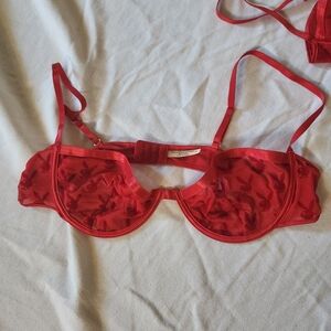 Playboy Red Lace Mesh Underwire Bra – Size 1X